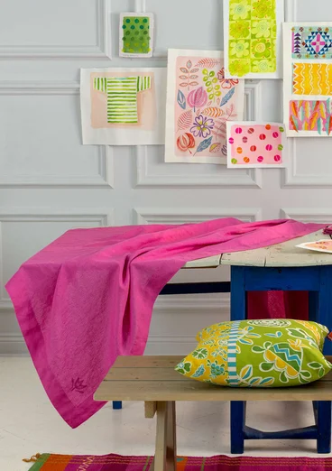 Washed linen tablecloth - peony