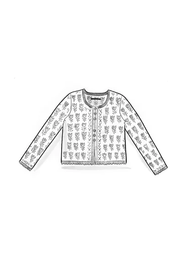 Geblümte Strickjacke „Tulipan“ aus Lammwollmischung/Bio-Baumwolle - schwarz