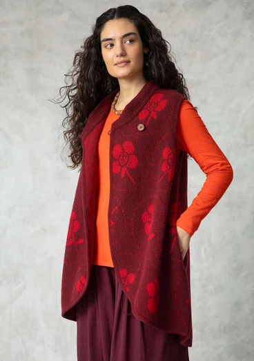 Gilet sans manches croisé "Marabel" en mélange de laine recyclée - aubergine