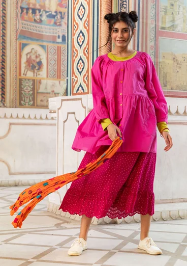 “Insta” organic cotton smock blouse - hibiscus