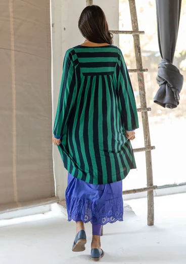 Robe "Madalena" en jersey de coton biologique/modal - vert bouteille clair/indigo foncé