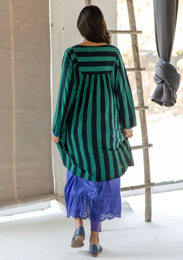 Robe "Madalena" en jersey de coton biologique/modal - vert bouteille clair/indigo foncé