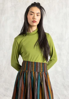 Lyocell/elastane jersey polo-neck top - birchleaf