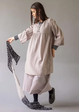 Webkleid „Marie“ aus Bio-Baumwolle/Seide - taubengrau