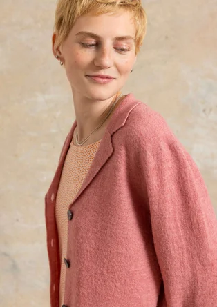 Knitted blazer crafted from felted organic wool - pink salmon/melange