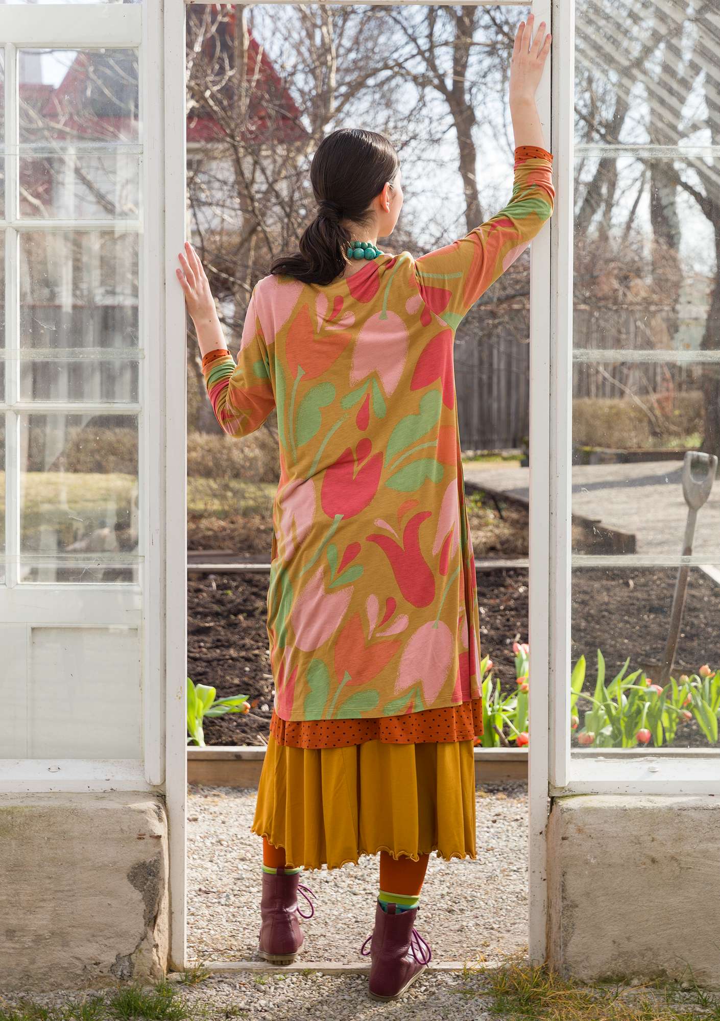 “Botanica” modal jersey dress curry