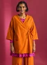 Vevd kimono i økologisk bomullsdobby (henna S)