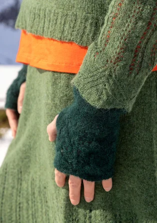Handstulpen �„Forgetmenot“ aus Alpakawollgemisch - dunkeljaspis-melange