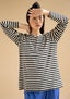 Organic cotton striped essential sweater black/ecru thumbnail