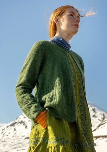 Cardigan "Forgetmenot" i alpakamiks - skovgrøn/meleret