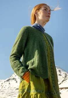 Cardigan "Forgetmenot" i alpakamiks - skovgrøn/meleret