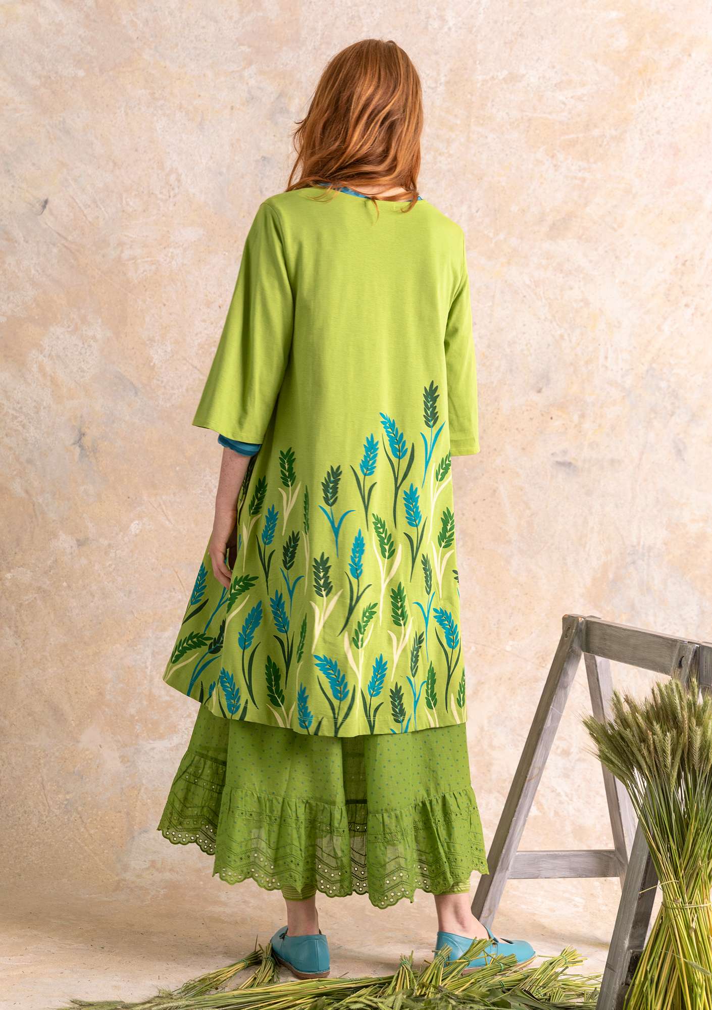 Tricot jurk  Wheat  van biologisch katoen kiwi