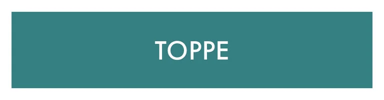 En turkis firkant med teksten "Bluser" i hvid. 