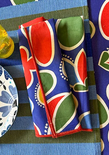 Lot de 2 serviettes de table "Sol" en coton biologique - bleu cobalt