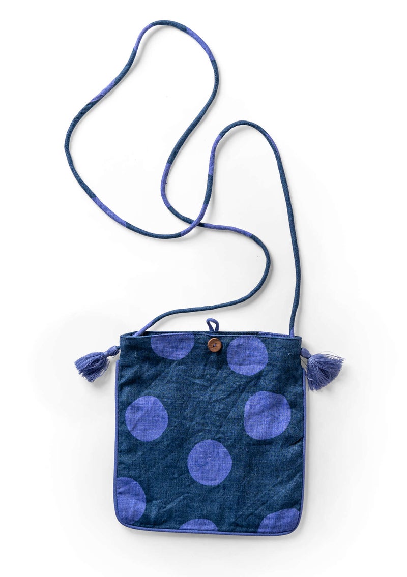 “Web” bag made of cotton/linen indigo