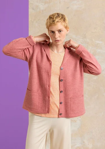 Knitted blazer crafted from felted organic wool - pink salmon/melange