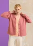 Knitted blazer crafted from felted organic wool (pink salmon/melange L)
