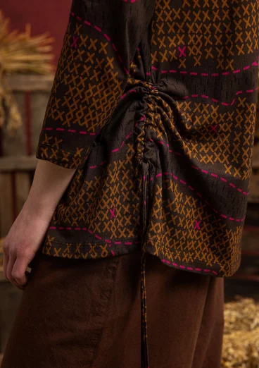 “Fields” patterned cotton/modal top - chestnut