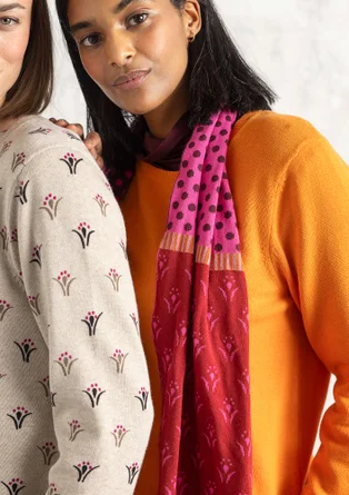 “Tove” organic/recycled cotton knitted scarf - lingonberry