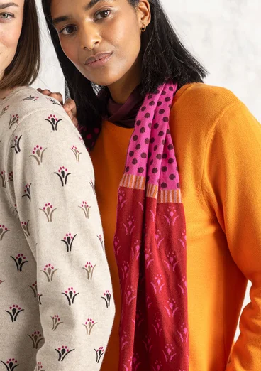 “Tove” organic/recycled cotton knitted scarf - lingonberry