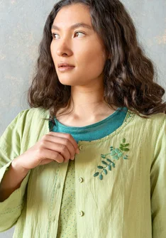 “Shimla�” artist’s blouse in organic cotton/linen - pistage