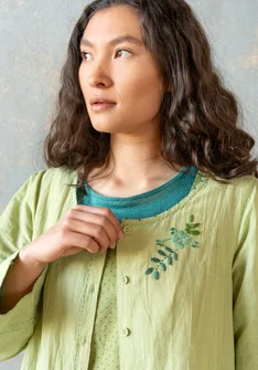 “Shimla” organic cotton/linen smock blouse - pistage