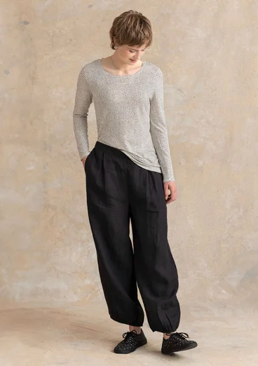 Woven linen trousers - black