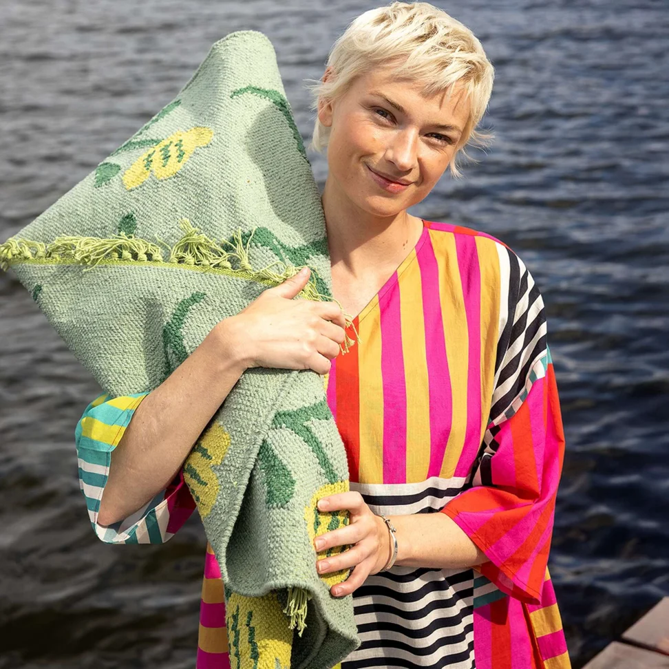 Tapis "Wildflower" en coton biologique - vert terne