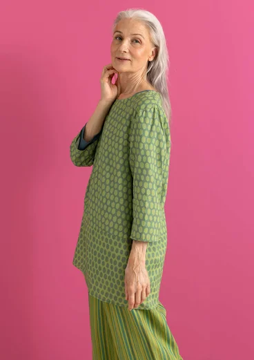 “Vendela” woven tunic in organic cotton - rosemary/patterned