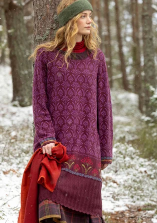 Strickkleid „Alma“ aus Bio-/Recycling-Baumwolle - aubergine