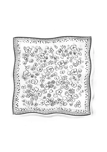 “Hillevi” viscose/wool, square, floral scarf - black