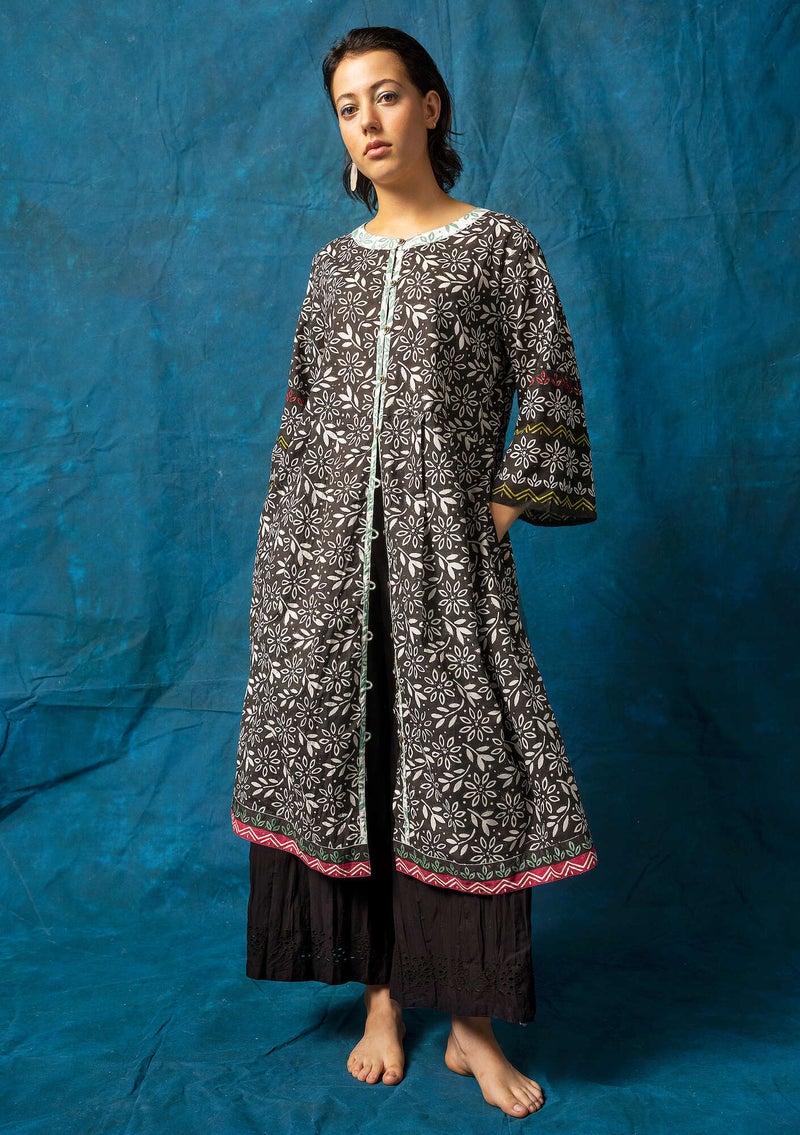 “Kauri” woven organic cotton dress  black