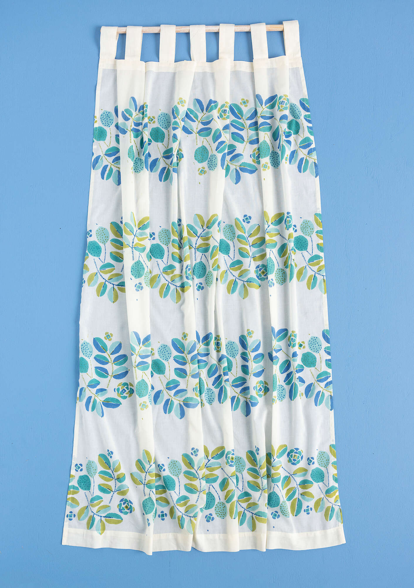  “Tulsi” block-printed organic cotton short curtain vanilla thumbnail