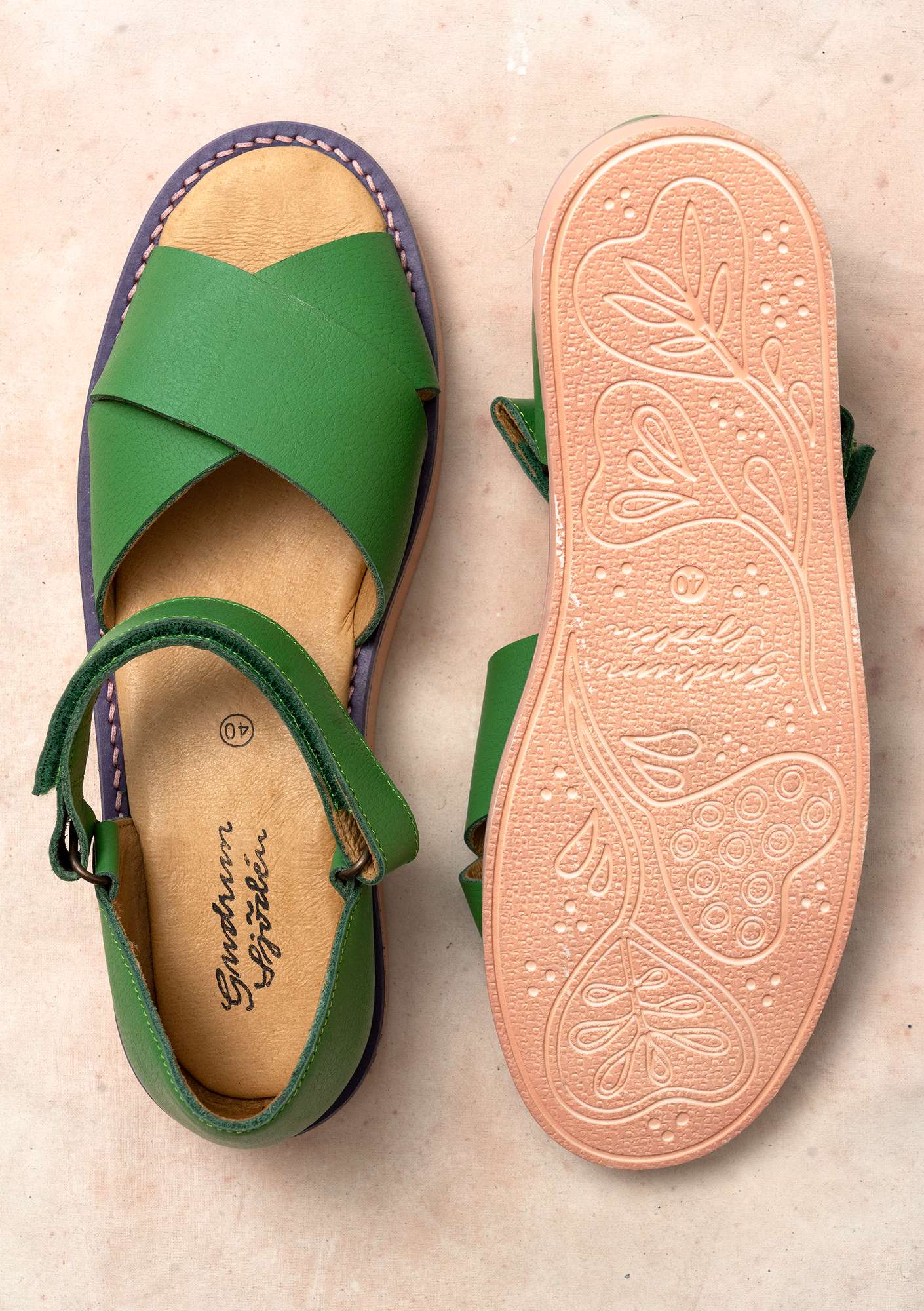 Sandalen aus Nappaleder lotusgrün thumbnail