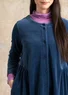 Robe boutonnée en velours de coton biologique/polyester recyclé (bleu Pacifique L)