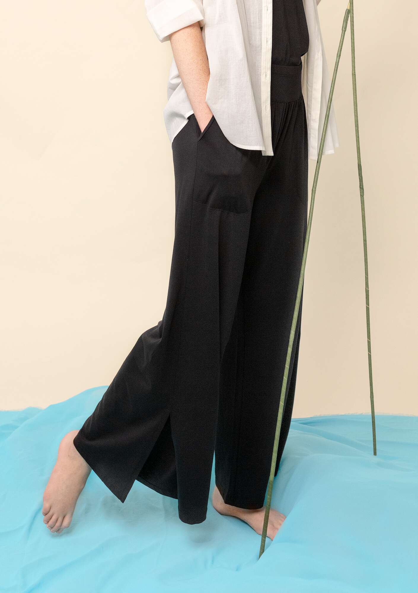 Jersey pants in organic cotton/modal black thumbnail