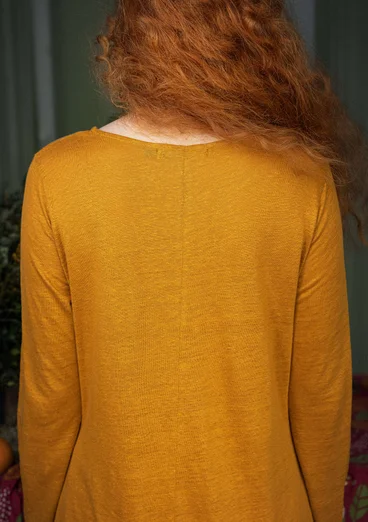 Trikotkjole «Satsuma» i lin - sennep