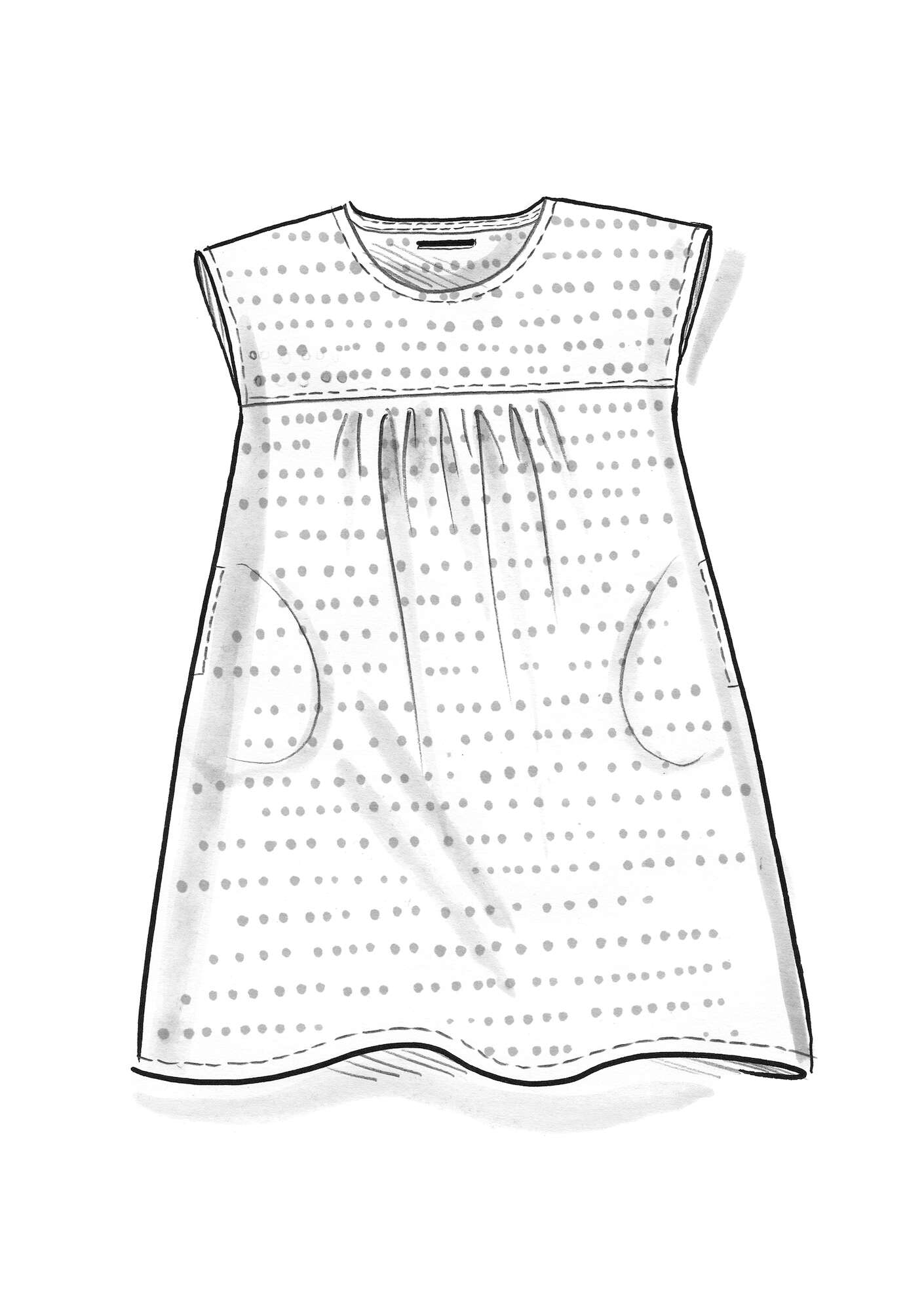 “Keita” woven dress in organic cotton iron gray