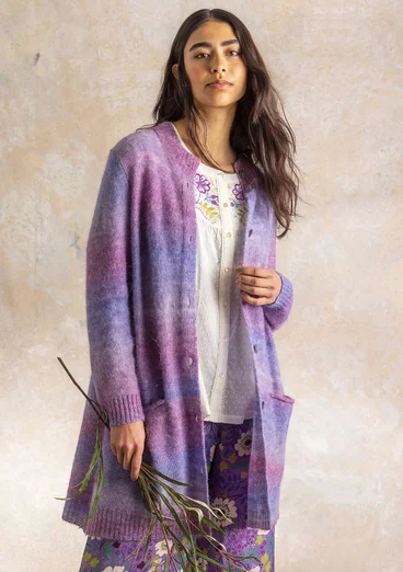 Langstrickjacke „Bello“ aus Alpaka/Wollgemisch - hyazinthe