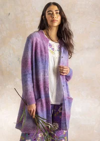  “Bello” long cardigan in alpaca/wool blend - hyacinth