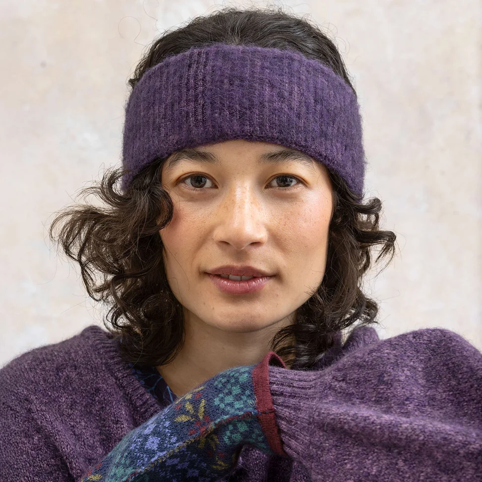 Bandeau en alpaga mélangé - mûre/chiné