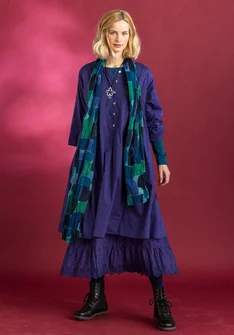 Vevd kjole «Hedda» i økologisk bomull - viol