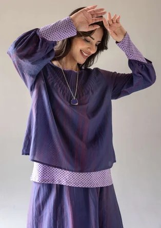 Blouse "Melody" en coton biologique/soie - bleu nuit