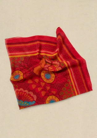 Foulard "Okinawa" en laine - rouge perroquet
