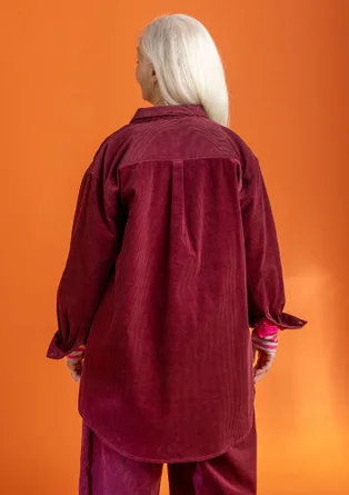 Corduroy overhemdblouse van biologisch katoen - wijnrood