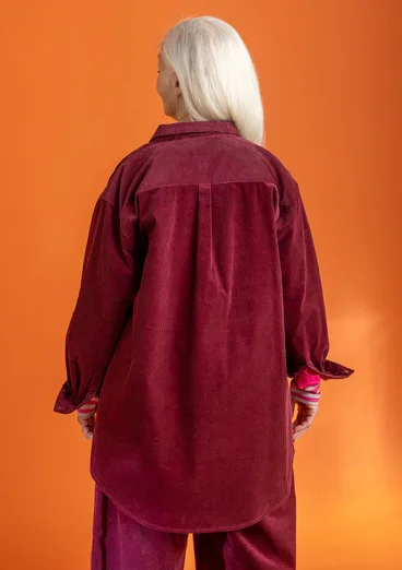 Corduroy overhemdblouse van biologisch katoen - wijnrood
