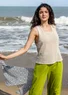 Knitted linen/organic cotton tank top (almond milk L)