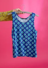“Singö” jersey tank top in organic cotton/modal - lupin/patterned