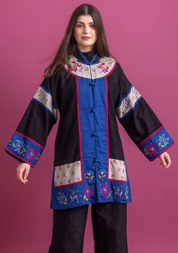 “Mei Lan” jacket in a viscose/cotton/linen blend - black