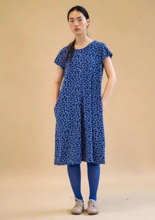 Robe "Jane" en jersey de coton biologique/élasthanne - lupin foncé/motif